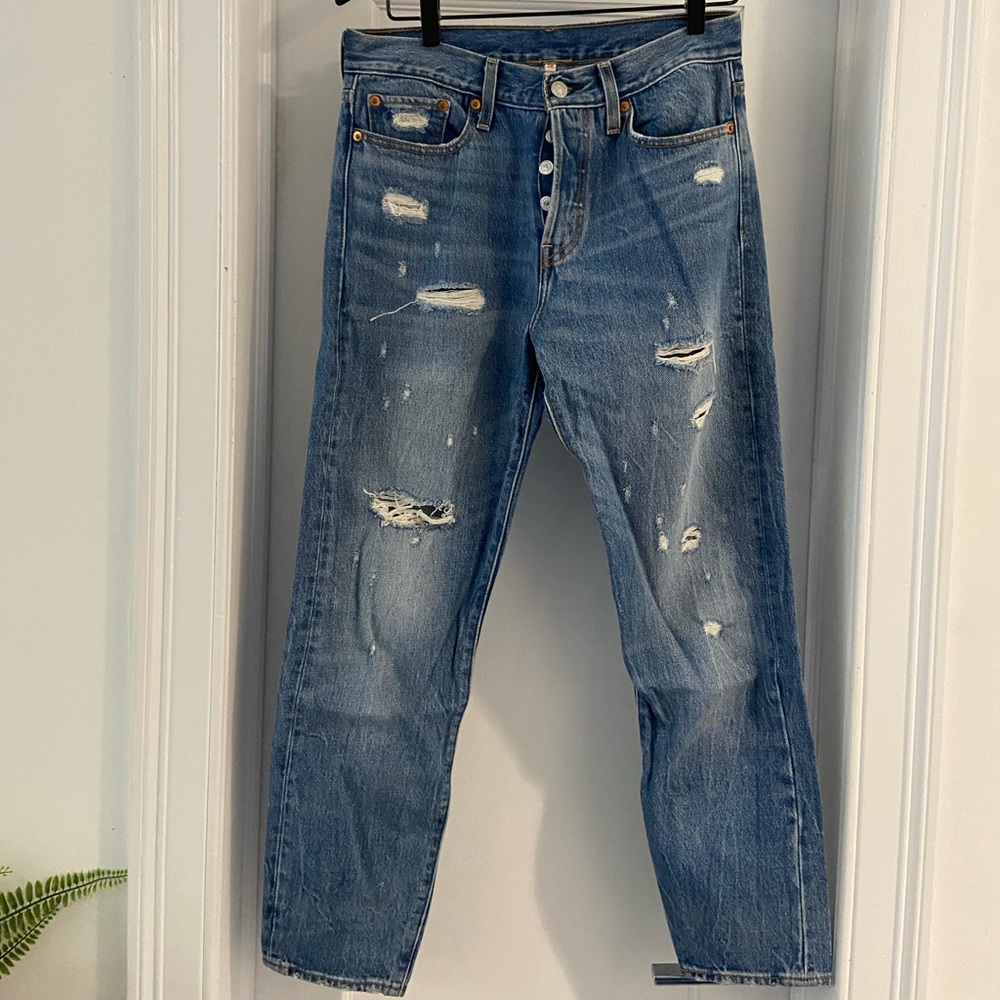 Levi’s ripped jeans - only worn a few times- relaxed fit/straight leg. Highrise